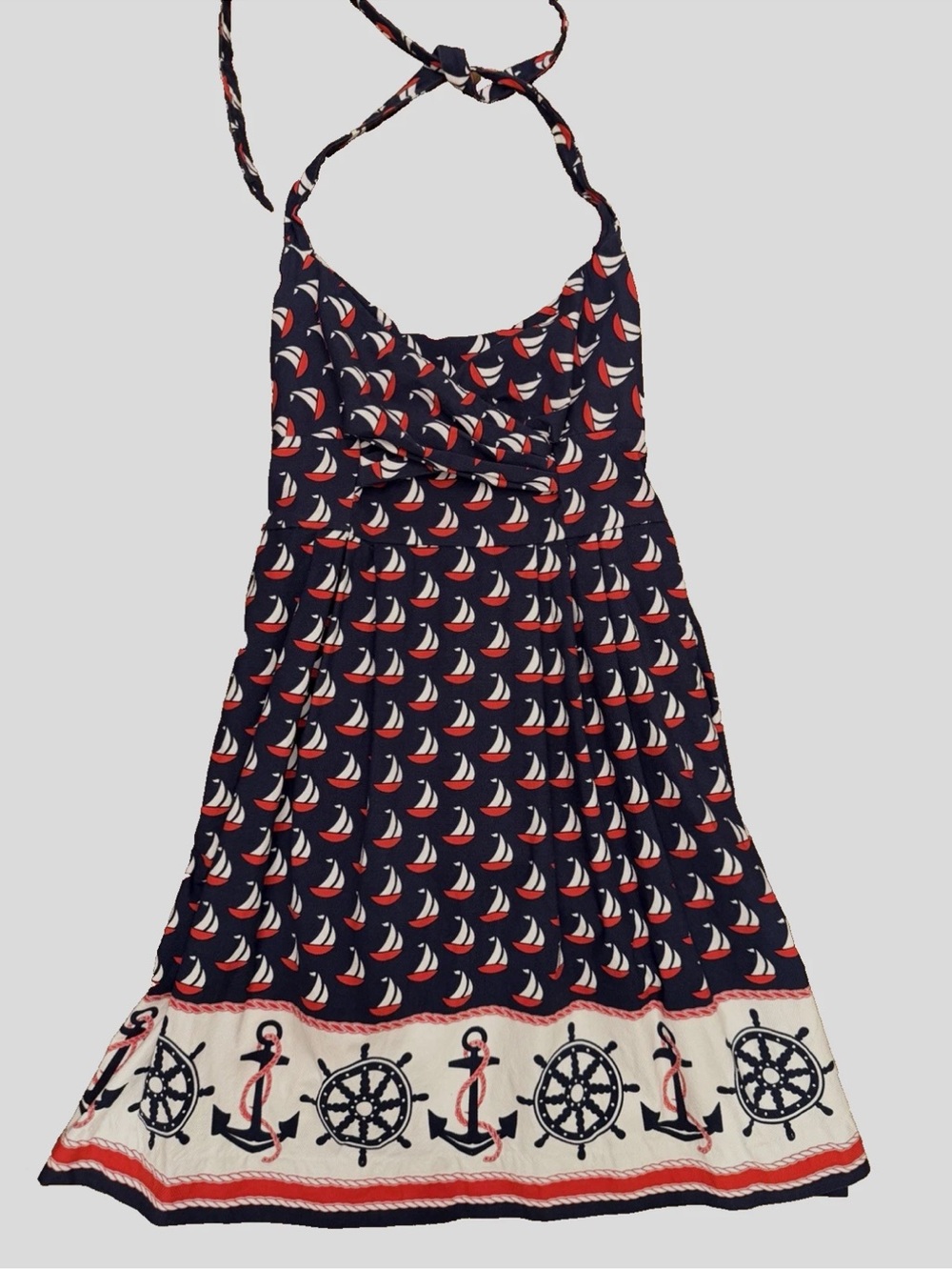 Anthropologie Navy, Red & White Nautical Mini Dress